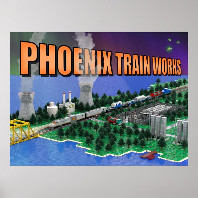 PTW Atomic Train och kraftverks scen Poster (Framsidan)