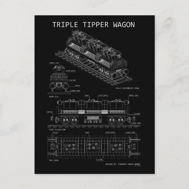 PTW Triple Tipper Wagon "Blåkoppling"  Vykort (Framsida)