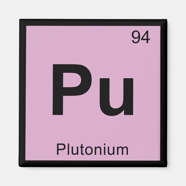 Pu - Plutonium Kemi Periodiska Systemet Symbol Magnet (Framsidan)