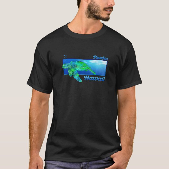 Puako Hawaii Swimming Honu T Shirt (Framsida)