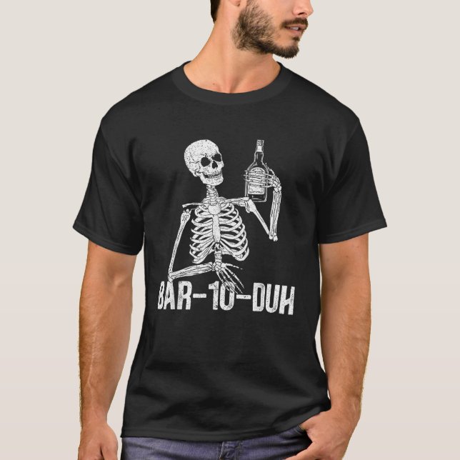 Pub 10 Duh Funny Bartender Skeleton Mixolog Pub T Shirt (Framsida)