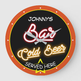 Pub: Alla Namn Faux Neon Red Guld Black Orange Ret Stor Klocka