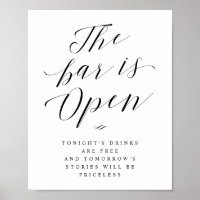 Pub är Open Free Drinks Wedding Reception Sign