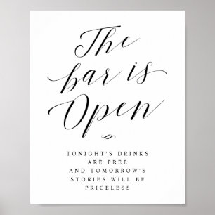 Pub är Open Free Drinks Wedding Reception Sign Poster