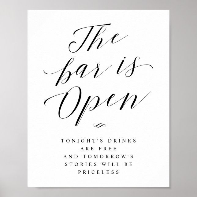 Pub är Open Free Drinks Wedding Reception Sign Poster (Framsidan)