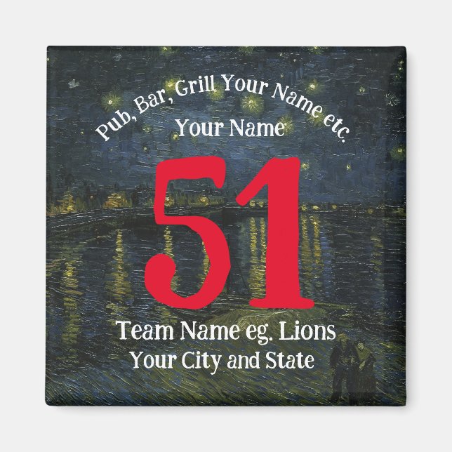 Pub Bar Grill Namn Nummer Ditt Namn Grillbarbecue Magnet (Framsidan)