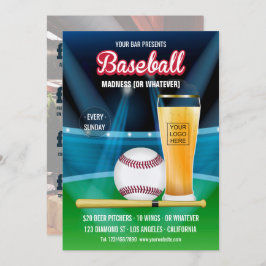 Pub Baseball-evenemanget Promo Menu lägg till bild Inbjudningar