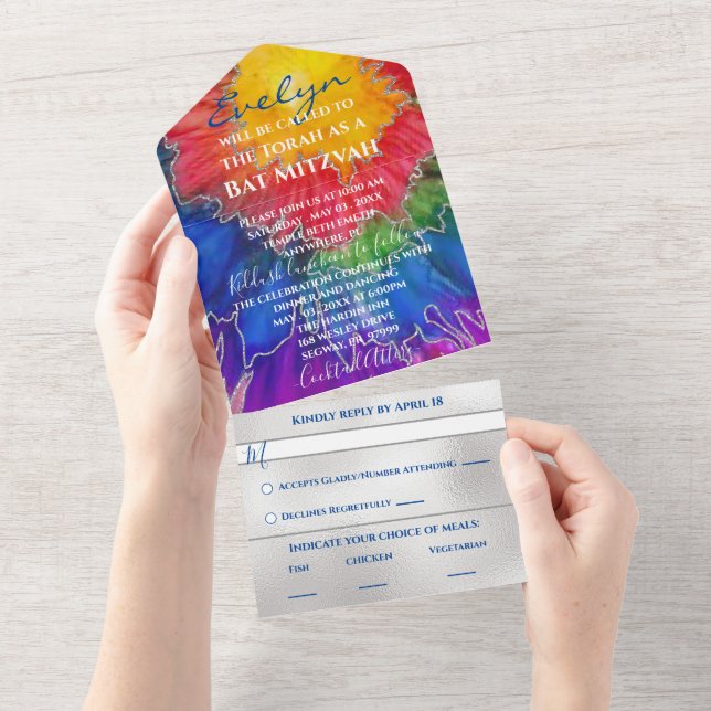 Pub Bat mitzvah alla i en inbjudan till Färg Bläck (Avrivbar del)