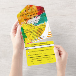 Pub Bat mitzvah Alla n1 inbjudan Färgfull tablett