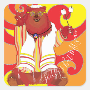 Pub Bat mitzvah Hippie Tallit Bear Stickers Square Fyrkantigt Klistermärke