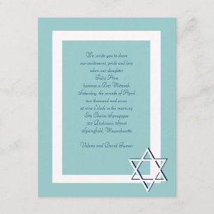 Pub/Bat mitzvah inbjudningar