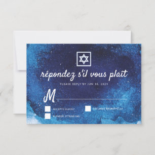 Pub Bat mitzvah, modern, blå vattenfärg OSA Kort