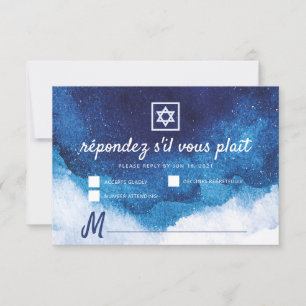 Pub Bat mitzvah, modern, blå vattenfärg OSA Kort