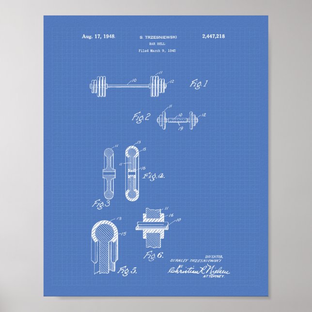 Pub Bell 1948 Patent Art Blueprint Poster (Framsidan)