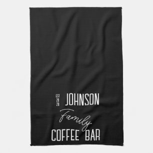 Pub Black and White för Namn-kaffe Kökshandduk