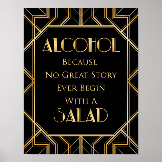 Pub Bord Bröllop | Gatsby Art Deco Poster (Framsidan)