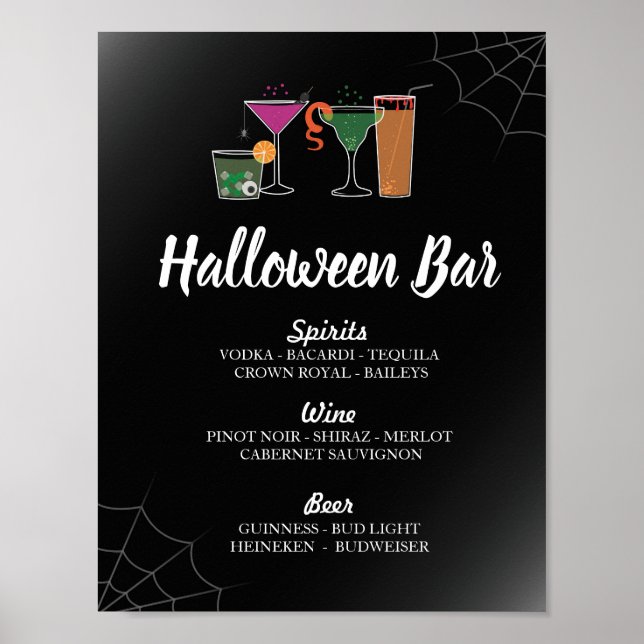 Pub Cocktails Gothic Halloween Sign Party Drinks Poster (Framsidan)