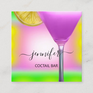 Pub Coctail Pub Drink Rosa Violet Lemon Grönt Fyrkantigt Visitkort