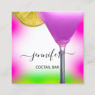 Pub Coctail Pub Drink Rosa Violet Lemon Gult Fyrkantigt Visitkort