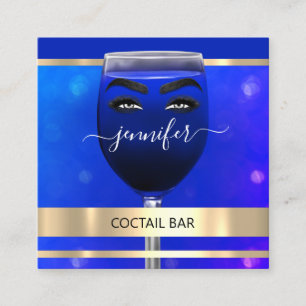 Pub Coctail Vin Drinks Restaurant Blue QRCODE Fyrkantigt Visitkort