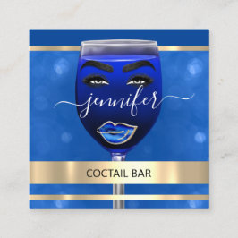 Pub Coctail Vin Drinks Restaurant Blue QRCODE Fyrkantigt Visitkort