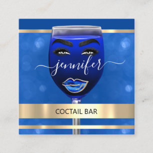 Pub Coctail Vin Drinks Restaurant Blue QRCODE Fyrkantigt Visitkort
