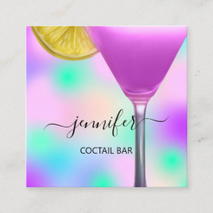 Pub Coctail Vin Pub Drink Rosa Violet Lavender Fyrkantigt Visitkort