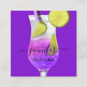 Pub Coctail Vin Pub Drink Smoky Lila Fyrkantigt Visitkort
