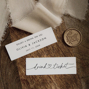 Pub Drink Biljett Bröllop Beverage Token Card O100