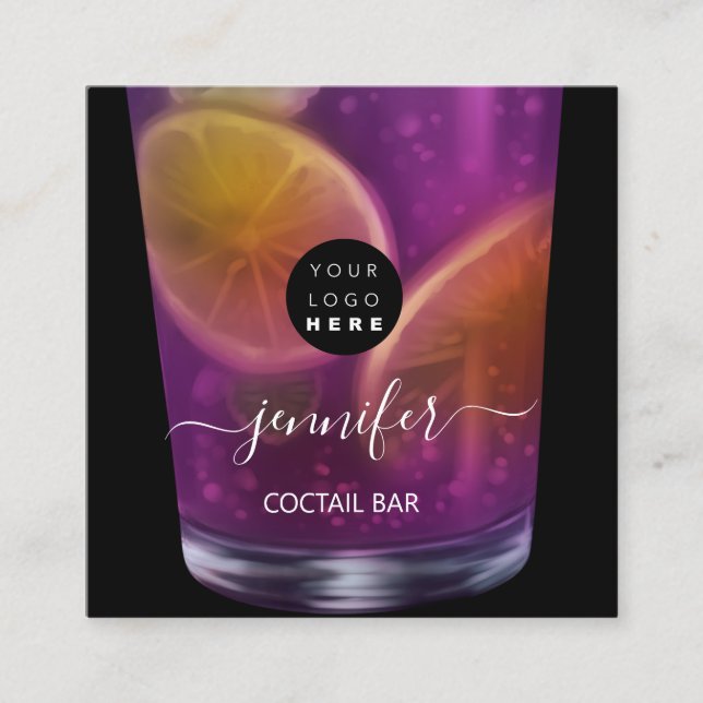 Pub Drinks Pub Restaurant Logotyp Lounge Logotyp V Fyrkantigt Visitkort (Framsida)