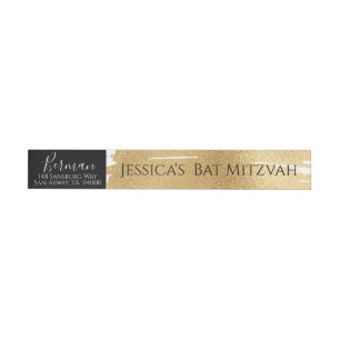 Pub eller Bat mitzvah Elegant Guld & Black Etikettband