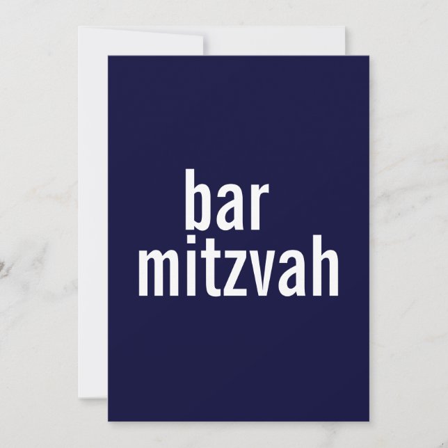 Pub eller Bat mitzvah meddelanden {Navy Blue} Inbjudningar (Framsida)