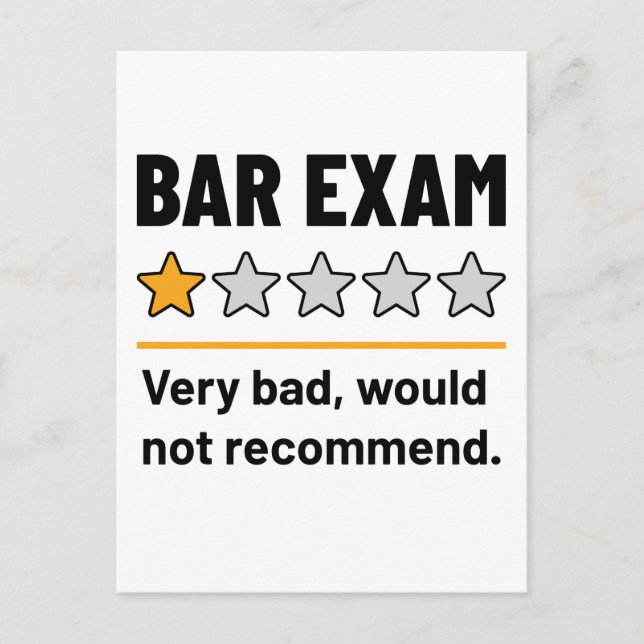Pub Exam Funny 1 Star Mycket dålig skulle inte rek Vykort (Framsida)