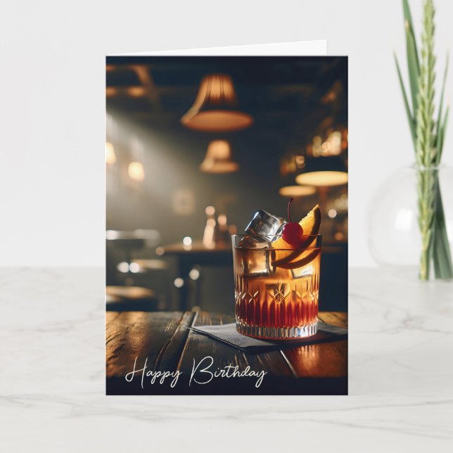 Pub Gamla, fashiated Drink for Birthday Kort (Framsida)