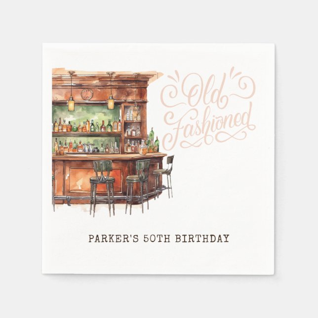 Pub gamla fashiga Vuxarna födelsedag i alla åldrar Pappersservett (Framsidan)