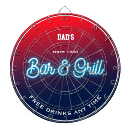 Pub & Grill Pappa om Namn Red Blue Funny Slogan Darttavla