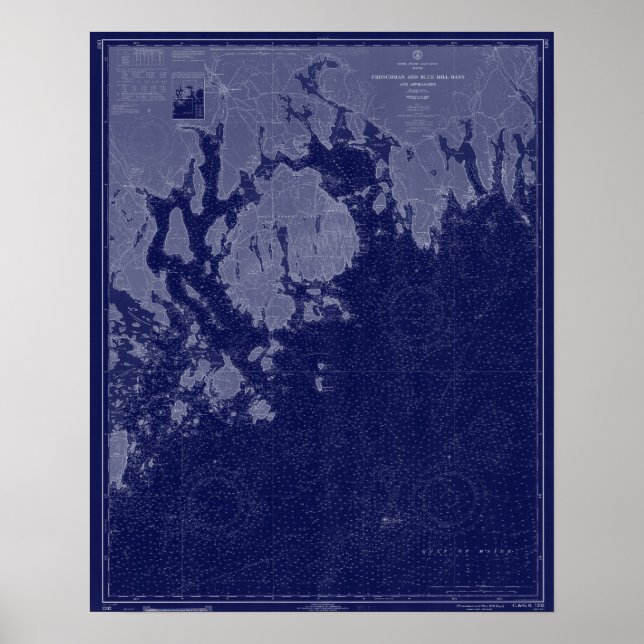 Pub hamnberget Desert ME Karta Nautical Chart Art Poster (Framsidan)