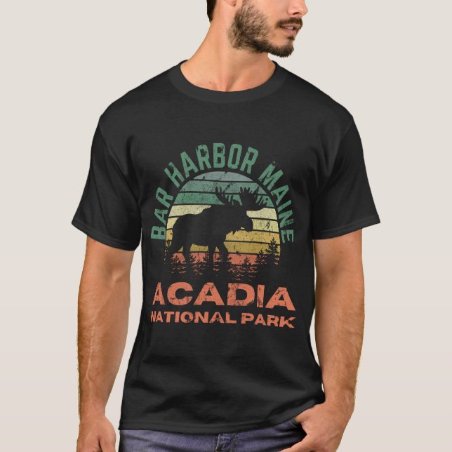 Pub Harbour Acadia nationalpark Maine Moose Hiking T Shirt (Framsida)