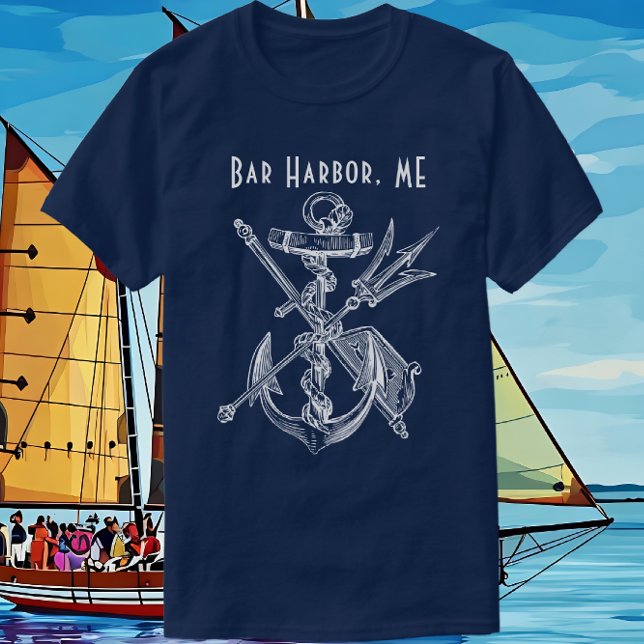 Pub Harbour Maine Boat Anchor Nautical Travel T Shirt (Bar Harbor Maine Travel Souvenir)