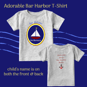 Pub Harbour Maine Cute Sailboat med barn Namn T Shirt