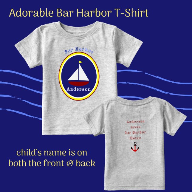 Pub Harbour Maine Cute Sailboat med barn Namn T Shirt (Skapare uppladdad)