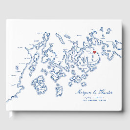 Pub Harbour Maine Karta Hardcover Bröllop Guest Bo Gästböcker