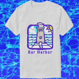Pub Harbour Maine Lighthouse Ocean Vågar Shirt T
