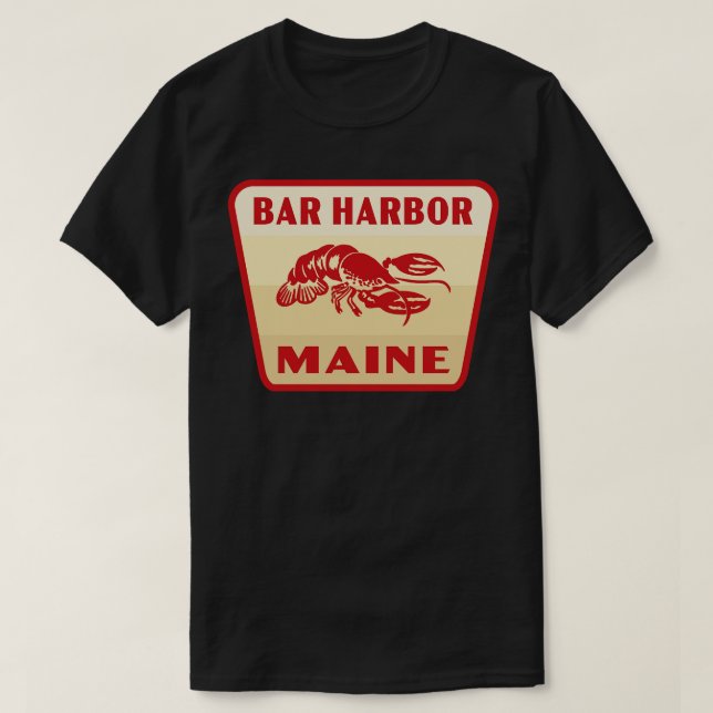 Pub Harbour Maine Retro Badge Tan T Shirt (Design framsida)
