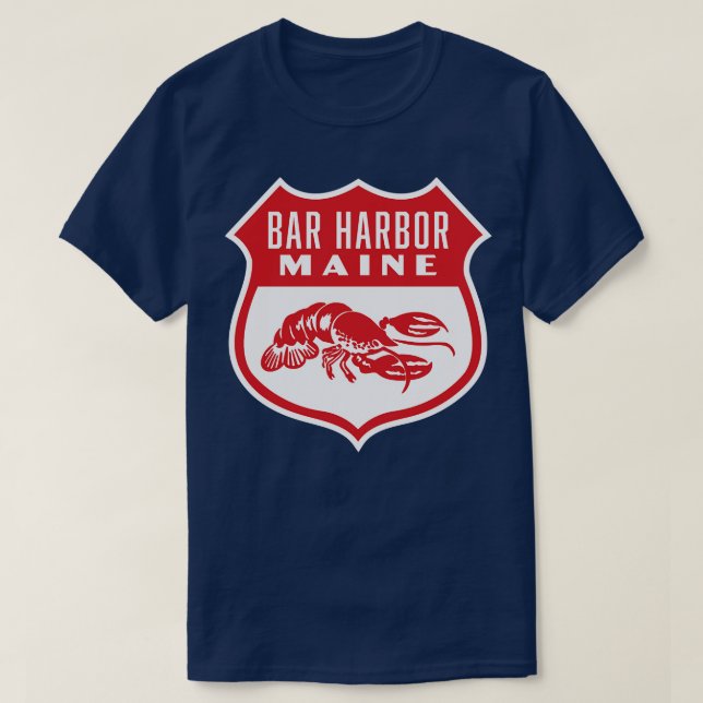 Pub Harbour Maine Retro Shield Red T Shirt (Design framsida)
