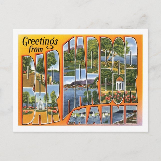 Pub Harbour Maine Travel America US City Vykort (Framsida)