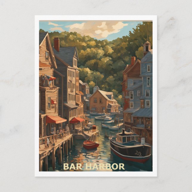Pub Harbour ME Graphic Art Design Vykort (Framsida)