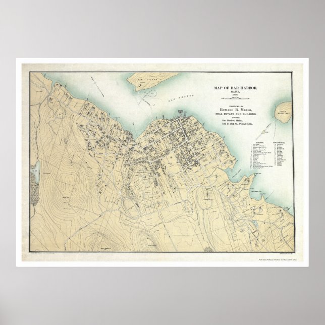 Pub Harbour, ME-plan Karta 1896 Poster (Framsidan)