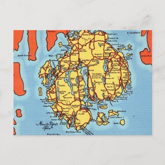 Pub Harbour - Mt Desert Island Vykort (Framsida)