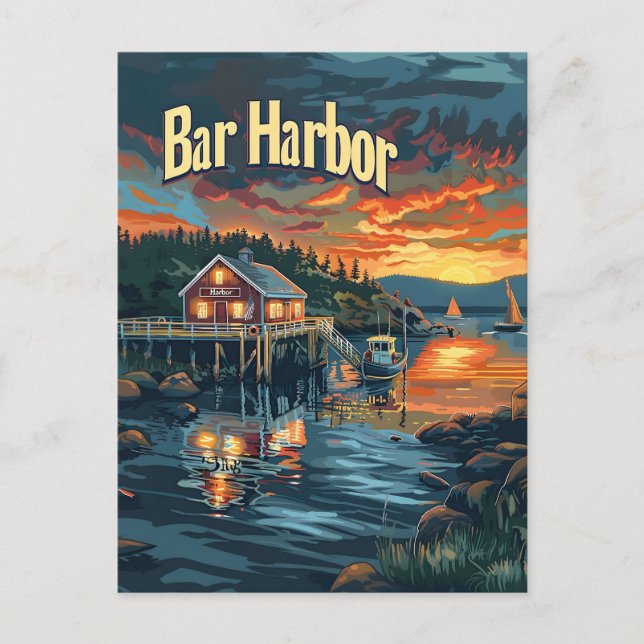 Pub Harbour Vintage Vykort (Framsida)